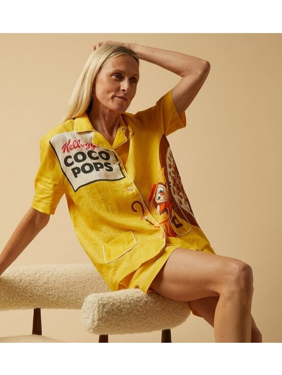Anya Hindmarch Other - Anya Hindmarch Coco Pops Print Shirt & Shorts Set Linen Large Rare